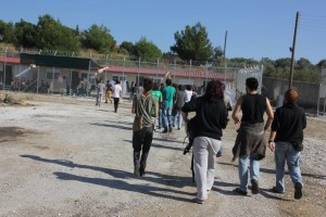 Entering the detention center near Moria. Copyright: Azadi